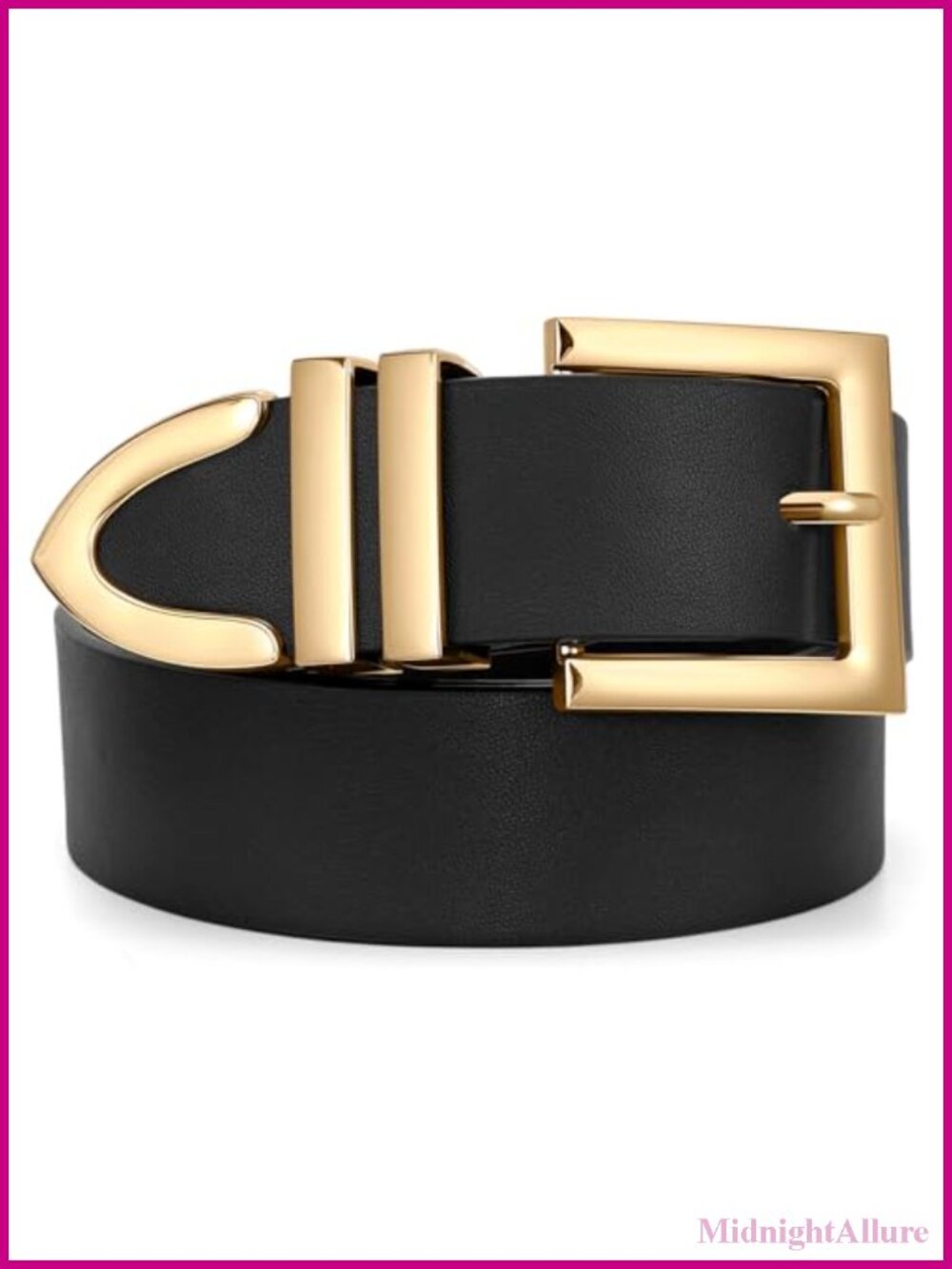 Faux Leather Women's Waist Belt Square Gold Buckle Plus Size